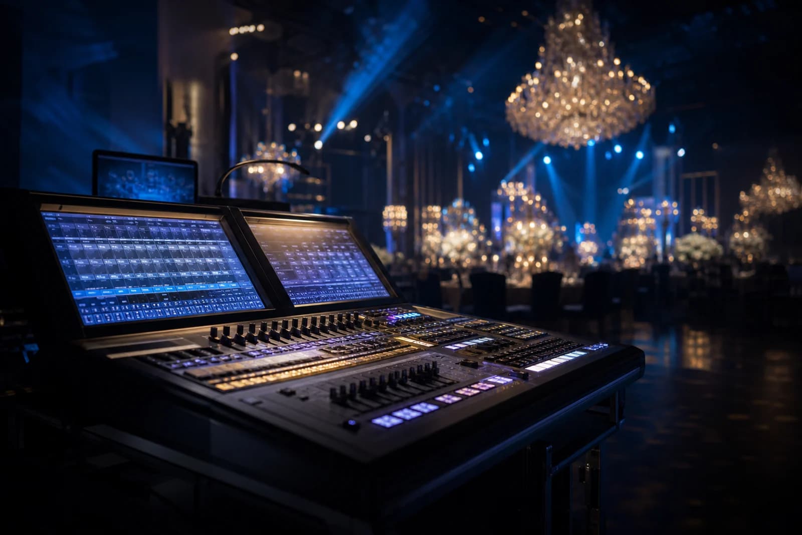 Organized luxury event production command table